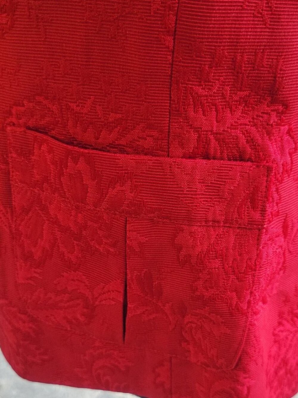 Talbots Red Floral Brocade Double Breasted Jacket Medium Holiday - Picture 4 of 9